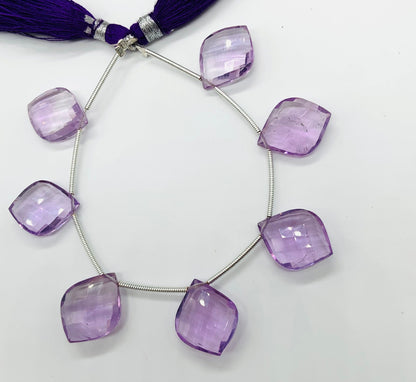 Natural Pink Amethyst Fancy Beads - Side Drill Faceted Gemstone 10 Pcs