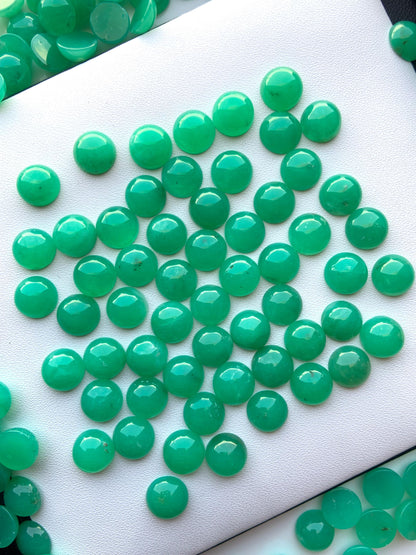 Natural Chrysoprase Chalcedony Smooth Round Gemstone Cabochon, CALIBRATED Loose Stone Cab, Round Jewelry Making Cabochon Semi Precious Cabs