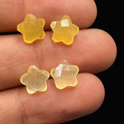 2 Pieces Natural Yellow Aventurine Faceted Star Shape Gemstone, Hand Carved Star Briolette, Size 10 mm, Jewelry Making, SKU - BBI130