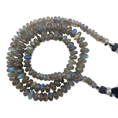 Natural Labradorite Rondelle Beads – AAA Blue Flash Faceted Gemstone 16 Inch for Jewelry Making