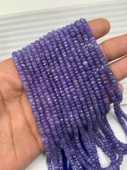 Tanzanite Faceted Rondelle Beads – 4mm to 5mm Natural Gemstone Beads