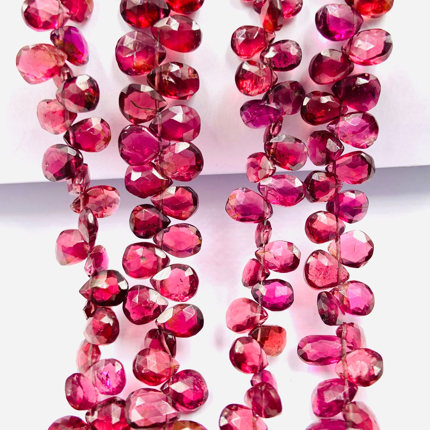 Natural Rhodolite Garnet Gemstone Pear Briolette Beads | Natural Rhodolite Semi Precious Gemstone Faceted Beads 8 Inch Strand