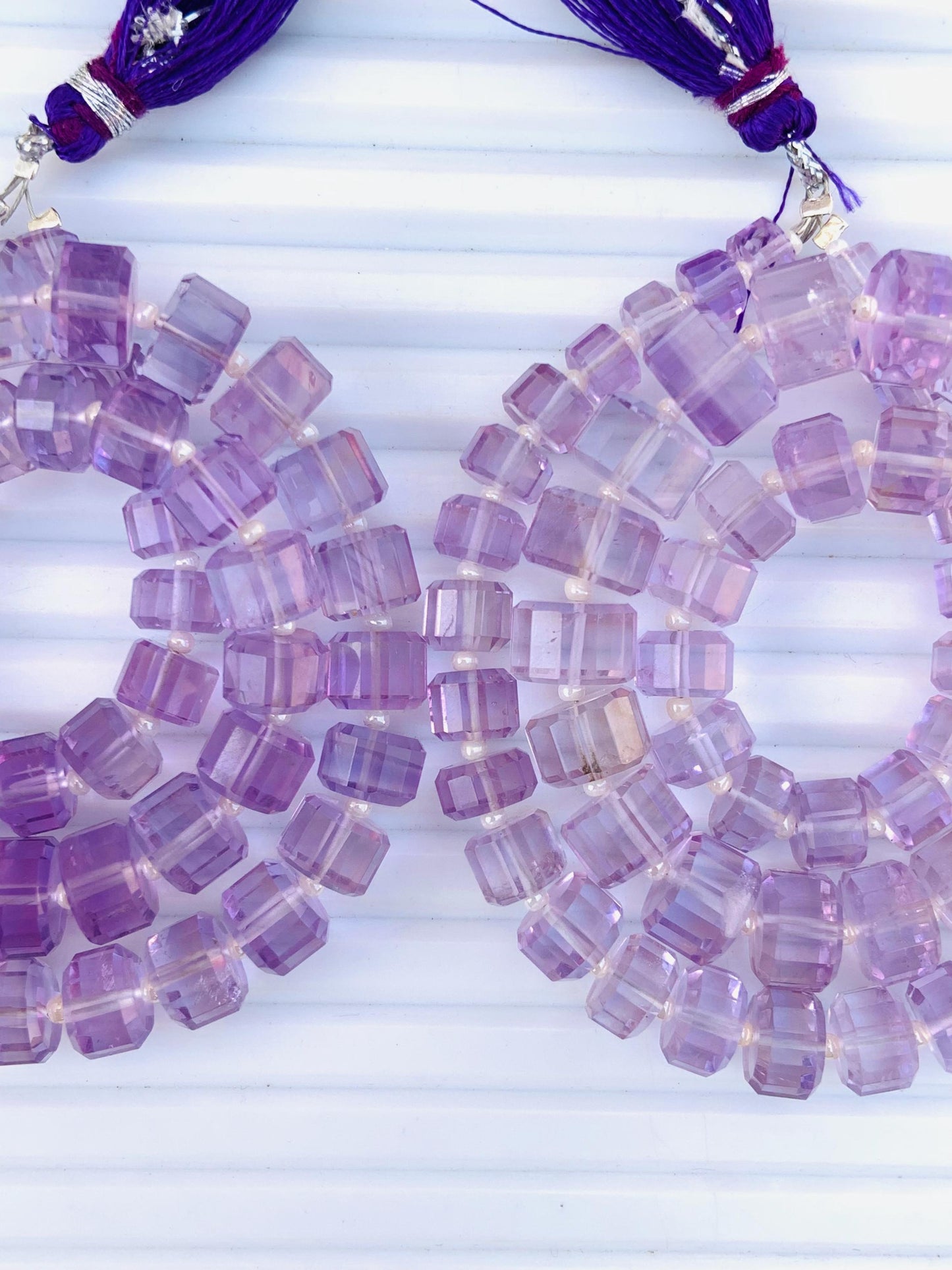 Natural Brazilian Amethyst Faceted Tyre Gemstone Beads 15" Strand