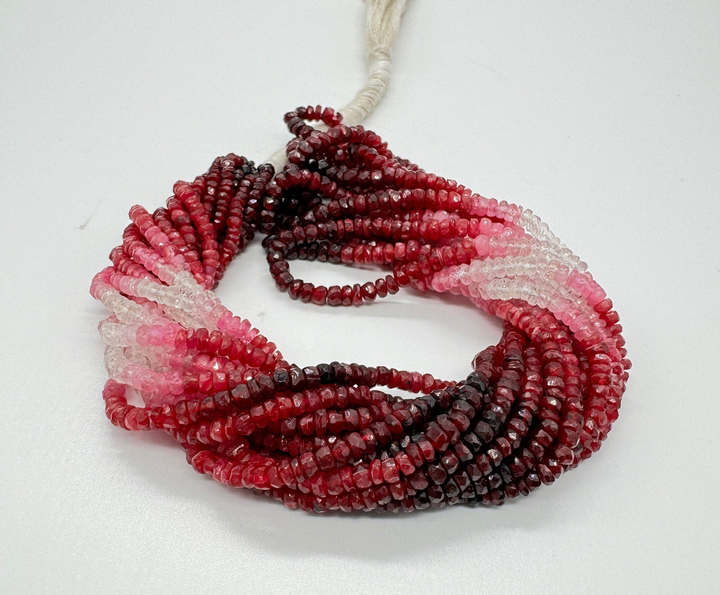 Shaded Ruby Sapphire Faceted Rondelle Beads – AAA Quality, 16” Strand
