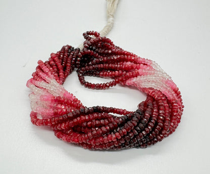 Shaded Ruby Sapphire Faceted Rondelle Beads – AAA Quality, 16” Strand