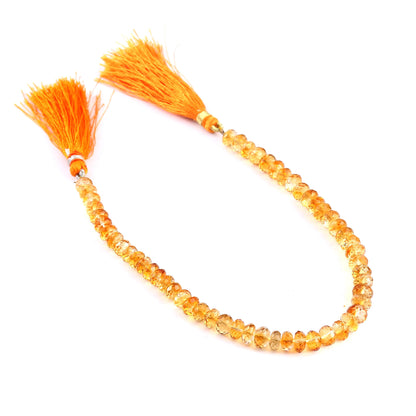 Natural Citrine Faceted Rondelle Beads 5–6mm | 8 Inch Strand Genuine Citrine Gemstone