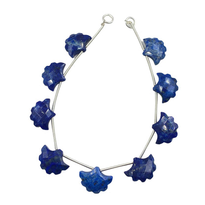 Lapis Lazuli Tree Carved Briolette Beads 10pcs – Genuine Gemstone Side Drill Carvings