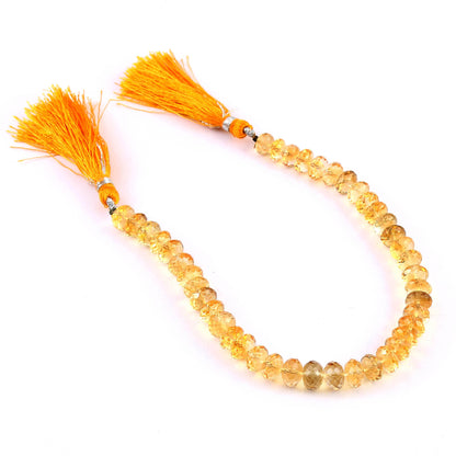 Natural Citrine Faceted Rondelle Beads 7–8mm | 8 Inch Strand Citrine Gemstone