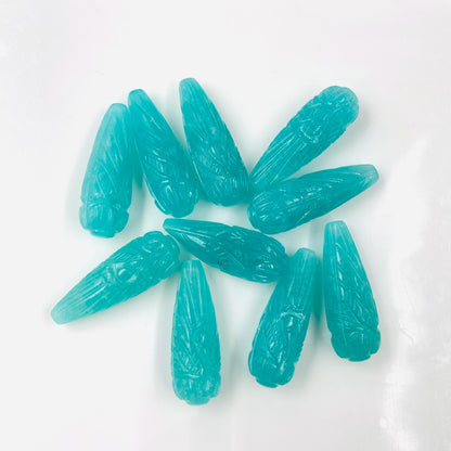Hand Carved Amazonite Briolette Beads: Matching Pair, 9x26mm