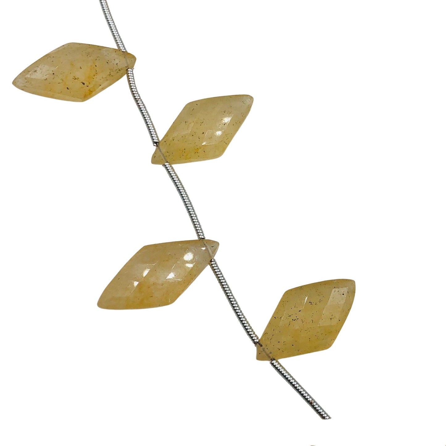 AAA Quality Natural Yellow Aventurine Gemstone, Faceted Rhombus Shape Briolette, Fancy Carved Kite Shape Briolette, Size 20X11mm, SKU-BBI818