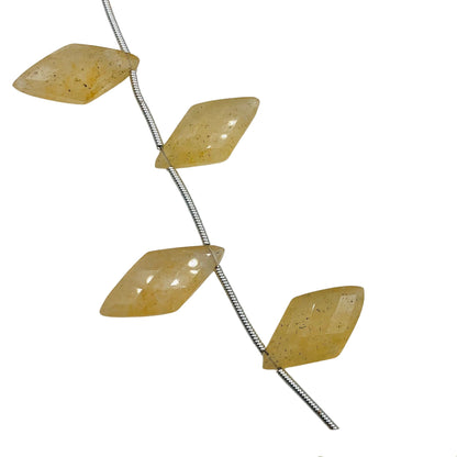 AAA Quality Natural Yellow Aventurine Gemstone, Faceted Rhombus Shape Briolette, Fancy Carved Kite Shape Briolette, Size 20X11mm, SKU-BBI818