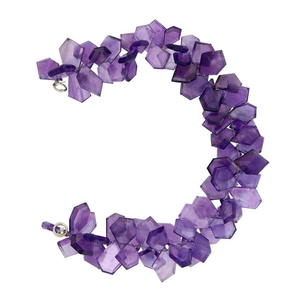 Natural Amethyst Slice Beads Faceted Nugget Step Cut 6 Inch Strand Purple Gemstone
