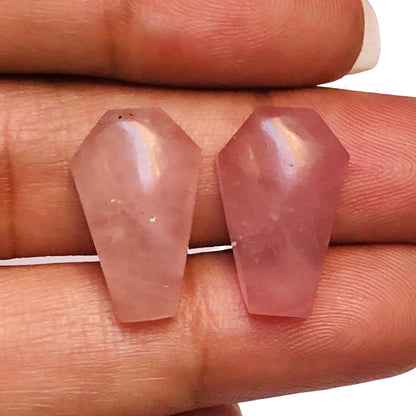 1 Pair Natural Rose Quartz Smooth Cut Coffin Shape Gemstone, Size 11X18mm, Matching Pair Briolette, Earring Making gemstone, SKU - BBI298