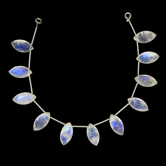 White Rainbow Gemstone Marquise Beaded Necklace, Healing Jewelry For Mother, 8mm-16mm White Faceted White Rainbow Necklace BBI902