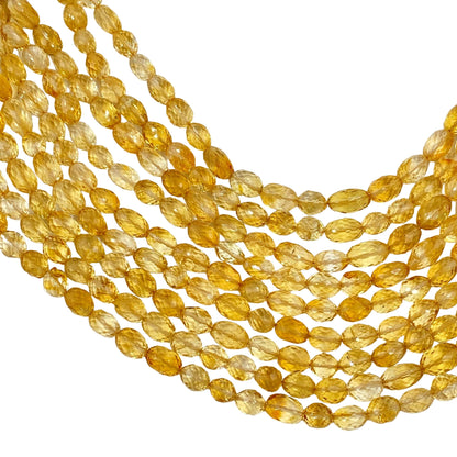 Natural Citrine Faceted Oval Mani Shape Beads | 8 Inch Citrine Gemstone Strand