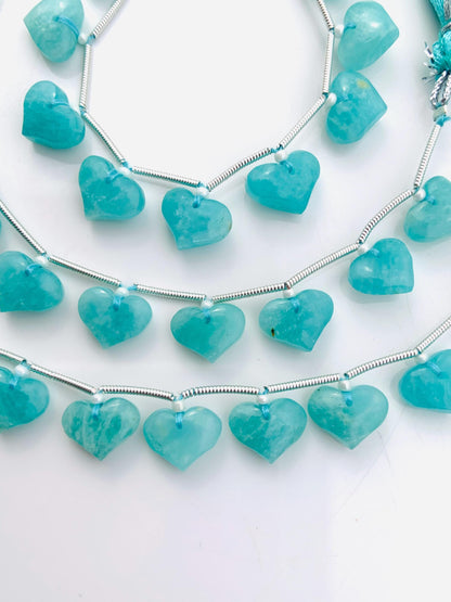 10 Pcs Natural Amazonite smooth heart shape face drill gemstone Fancy shape Briolette gemstone bead for jewelry Size 8x10x5 gift for her