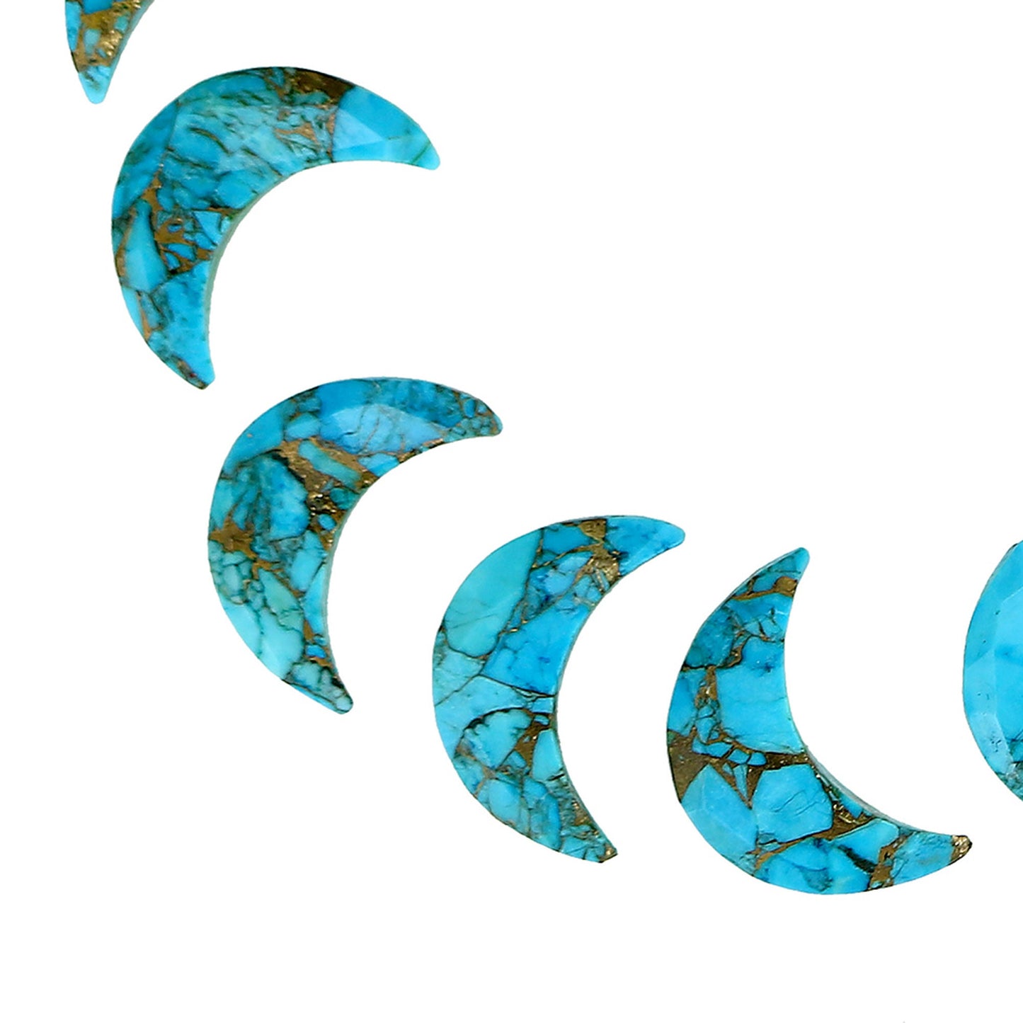 2 Pieces Copper Turquoise Moon , Crescent moon shape gemstone, carving gemstone, natural gemstone, moon shape gemstone, Size 7x16 mm