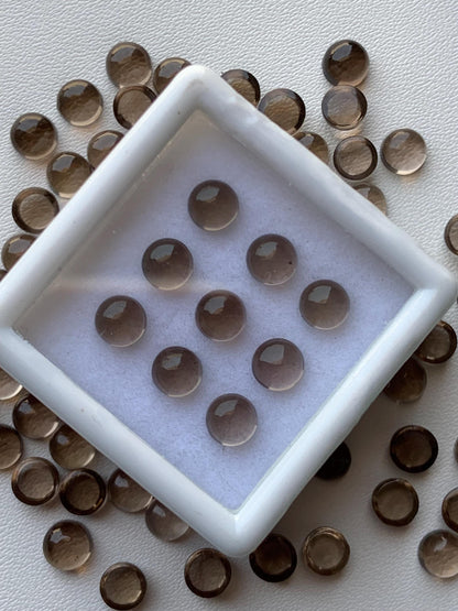 Natural Smoky Quartz Smooth Round Gemstone Cabochon, CALIBRATED Loose Stone Cab, Round Jewelry Making Cabochons Semi Precious Cabochons