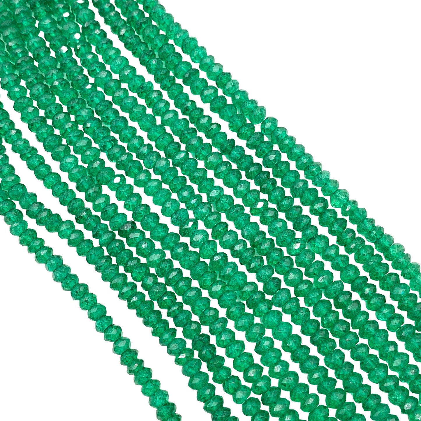 Natural Green Onyx Quartz Rondelle Faceted Beads, Natural Green Onyx Semi Precious Gemstone Faceted Rondelle Beads for Women Jewelry BBI625