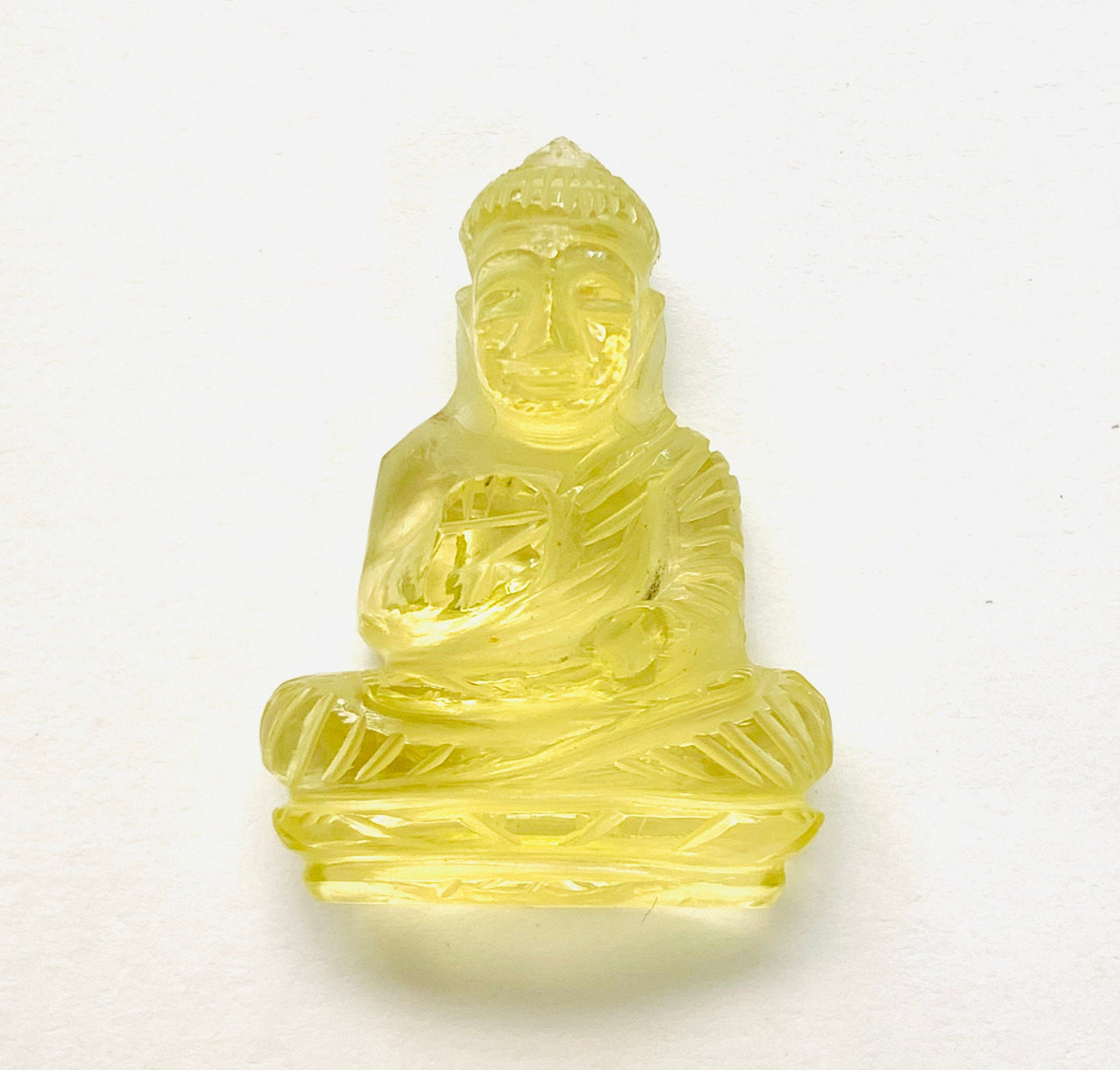 Natural Lemon Quartz Buddha Hand Carved Gemstone Statue BBI1159