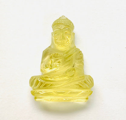 Natural Lemon Quartz Buddha Hand Carved Gemstone Statue BBI1159