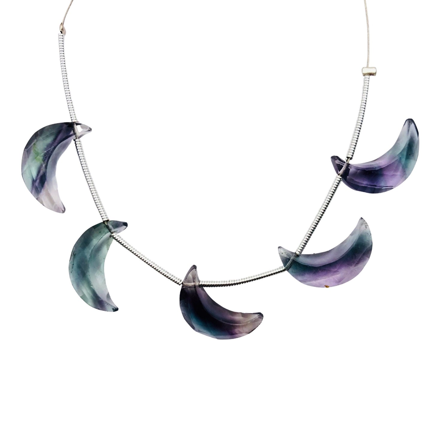 5 Pieces Natural Multi Fluorite Faceted Crescent Moon Shape Gemstone, Size 7x16mm, Hand carving Gemstone Briolette, SKU - BBI015
