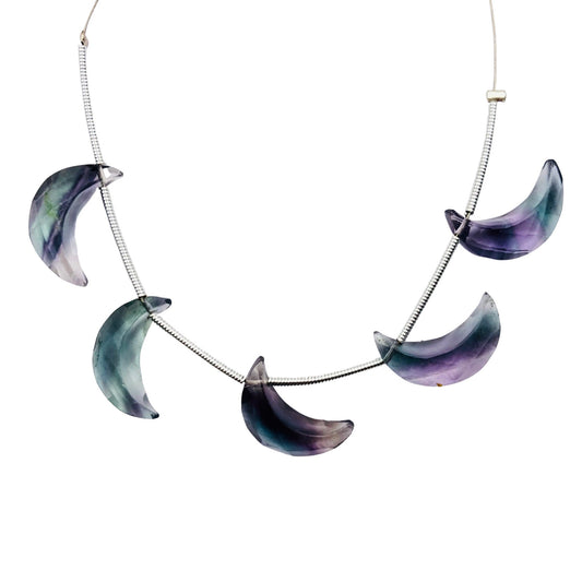 5 Pieces Natural Multi Fluorite Faceted Crescent Moon Shape Gemstone, Size 7x16mm, Hand carving Gemstone Briolette, SKU - BBI015
