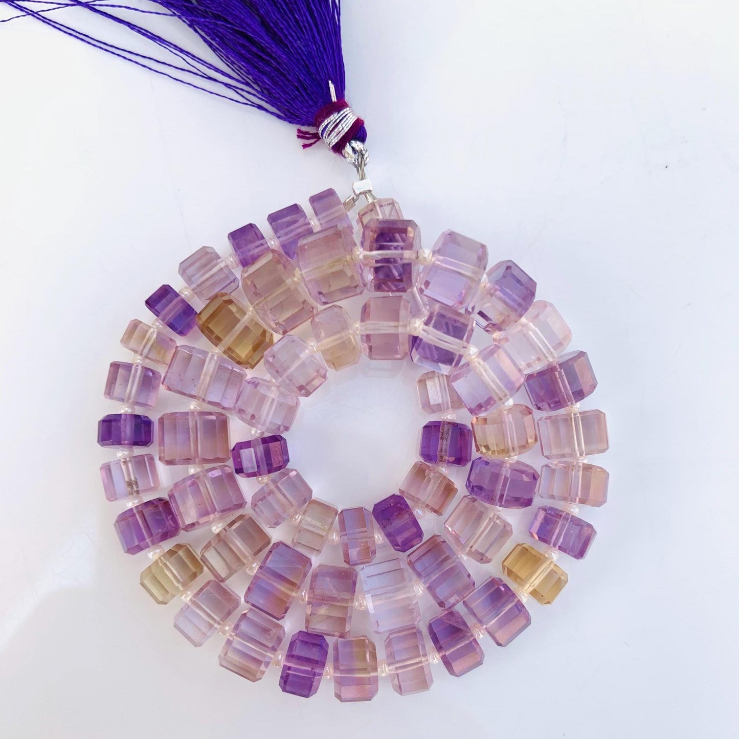 Natural Ametrine Faceted Tyre Gemstone Beads 15" Strand