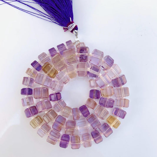 Natural Ametrine Faceted Tyre Gemstone Beads 15" Strand