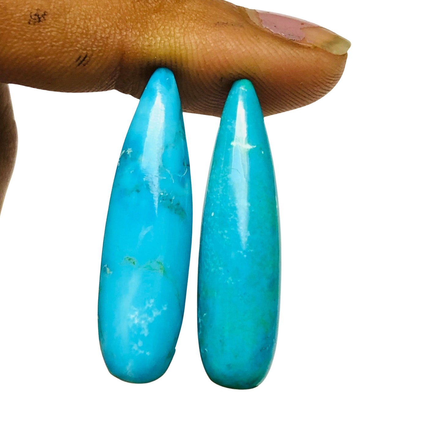 1 Pair Howlite Turquoise Smooth Long Drop Gemstone, Size 9x30mm, Matching Pair Briolette, Earring Making Gemstone, SKU - BBI981