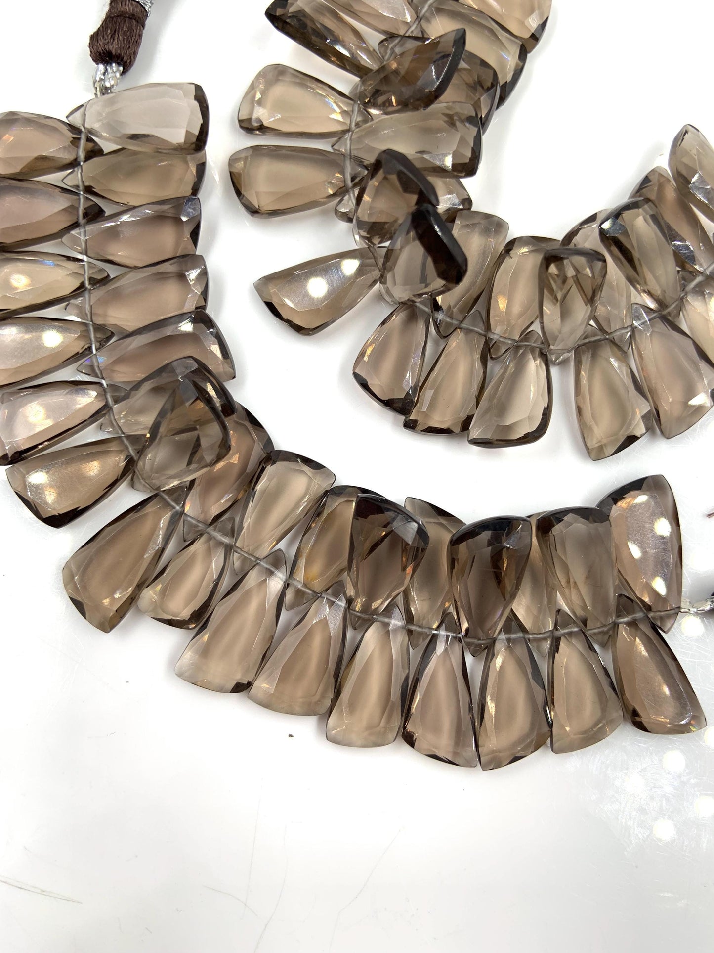 4 Inches Natural Smoky Quartz Sail Crown Cut Gemstone Side drill Beads, Fancy shape Gemstone Briolette, Size 8x16mm to 9x18mm gift for her