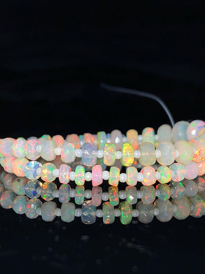 AAA Natural Ethiopian Opal Faceted Rondelle Beads 4mm–7mm