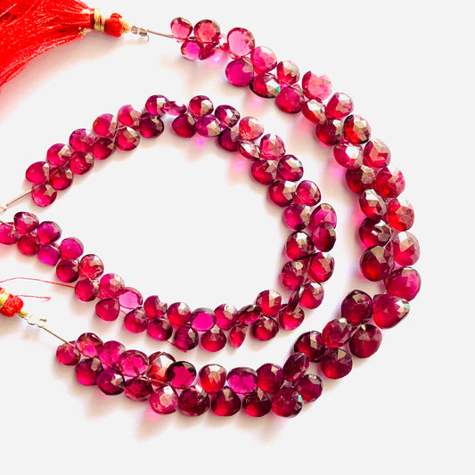 Natural Pink Rhodolite Garnet Faceted Heart Shape Beads Garnet Briolette Garnet Heart bead size 7mm to 12 mm gemstone beads