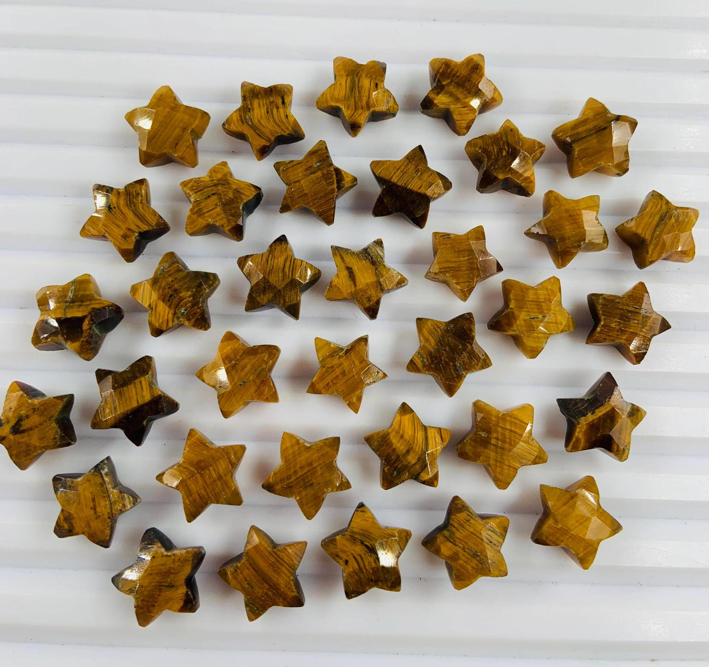 Tiger Eye Star Gemstone Beads – 10mm Loose Carved Stars for Jewelry