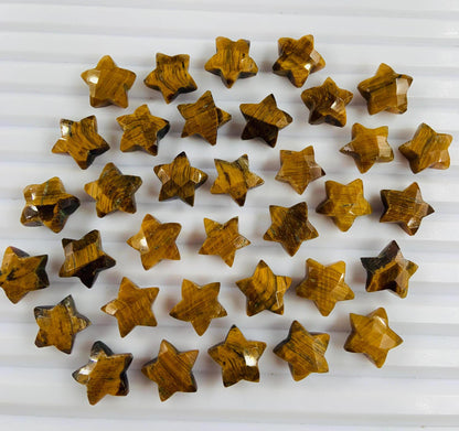 Tiger Eye Star Gemstone Beads – 10mm Loose Carved Stars for Jewelry