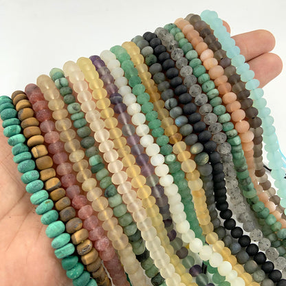 Natural Mix Gemstone Smooth Roundel Beads, Round Shape Loose Beads, Jewelry beads for making Necklace Size 6.5mm to 7.5mm 8 Inch Strand