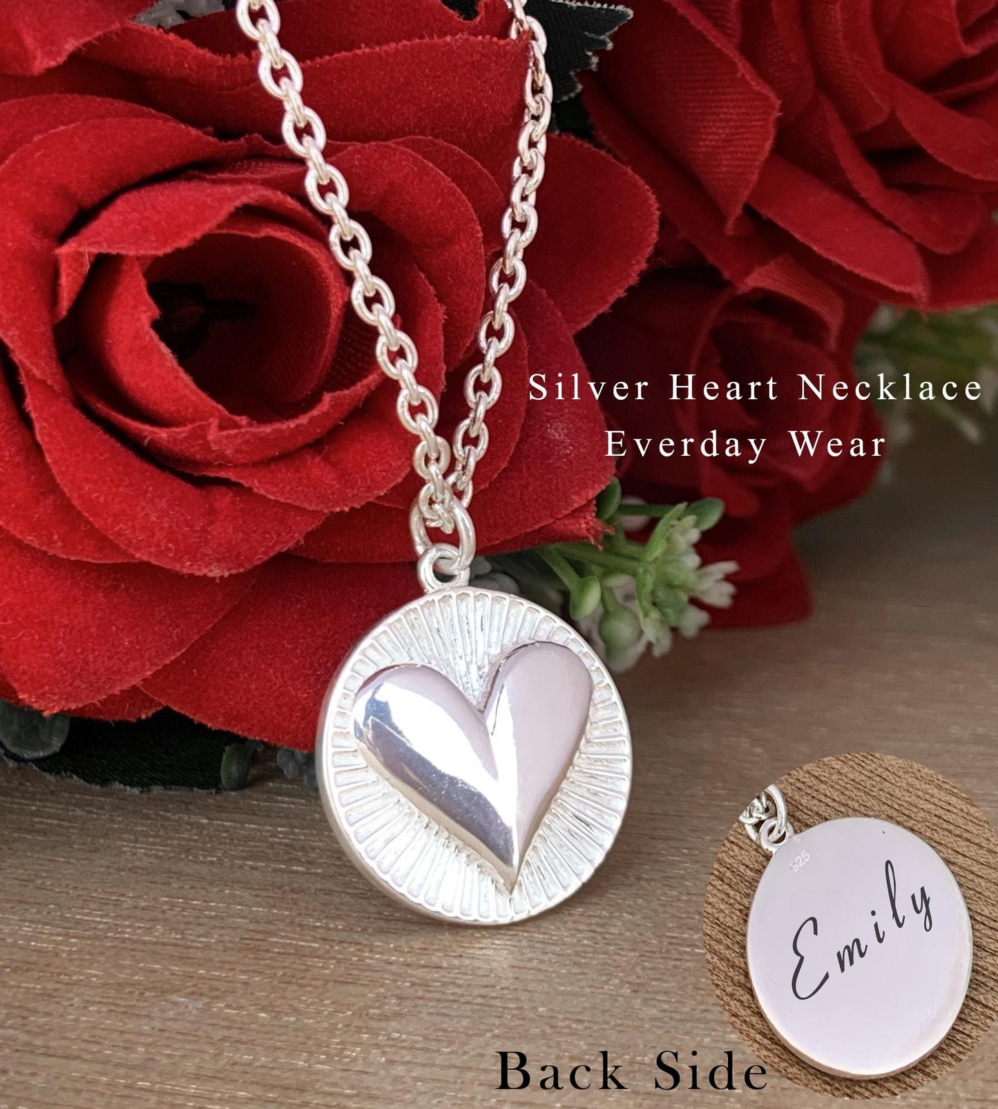 Personalized Name Necklace with Heart Pendant – Silver & Gold Jewelry Gift for Her