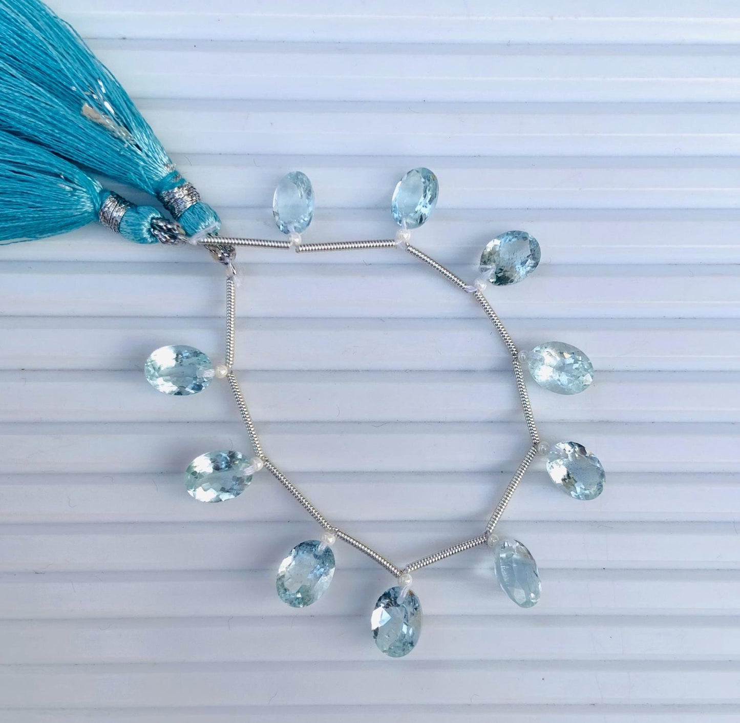 10pcs Natural Swiss Blue Topaz Faceted Oval Cut Gemstone Beads