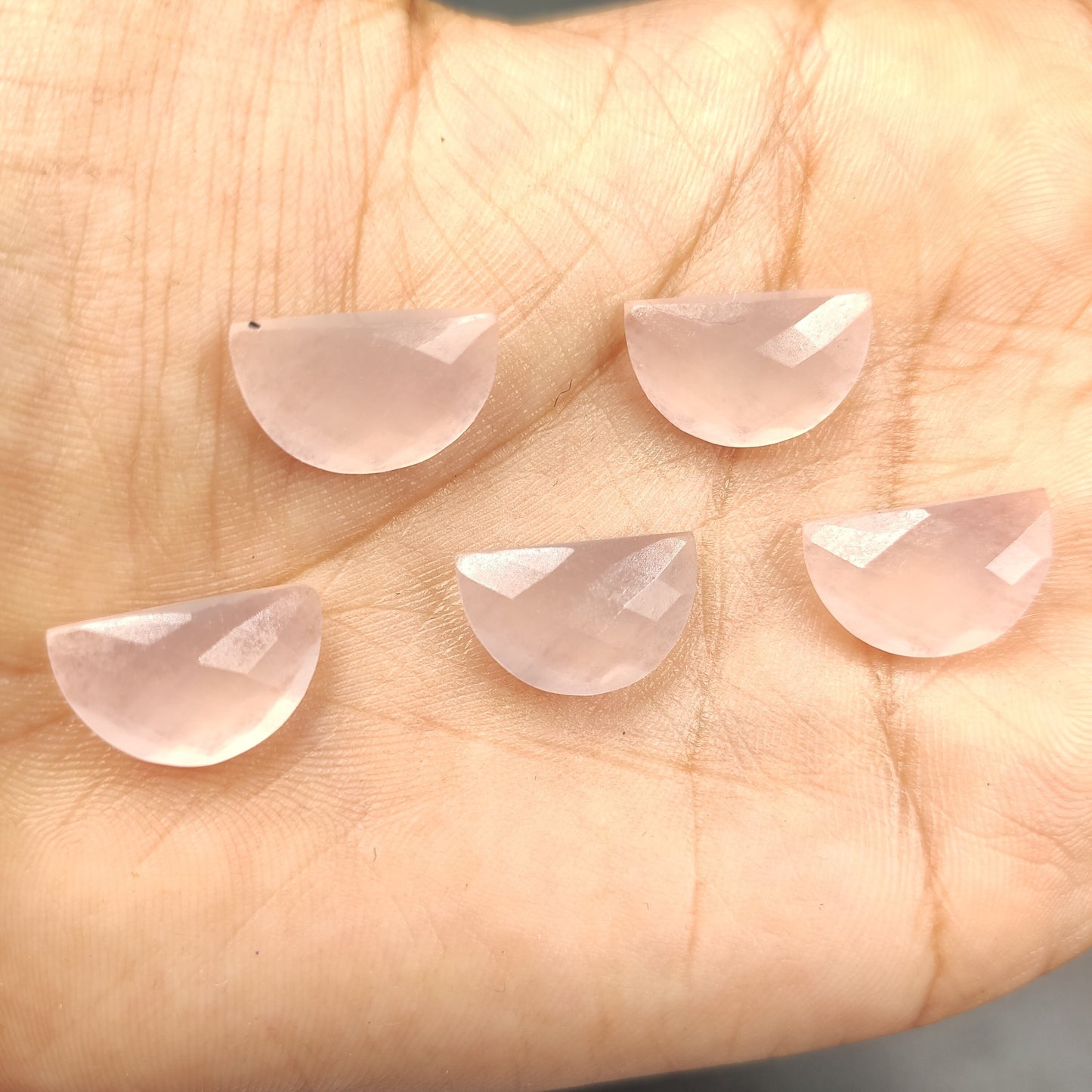 2 Pieces Pink Quartzite Faceted D' Shape Gemstone, Size 10mmx16mm, Hand Carved Briolette, Half Moon Shape Gemstone, Quartzite Beads, SKU-226