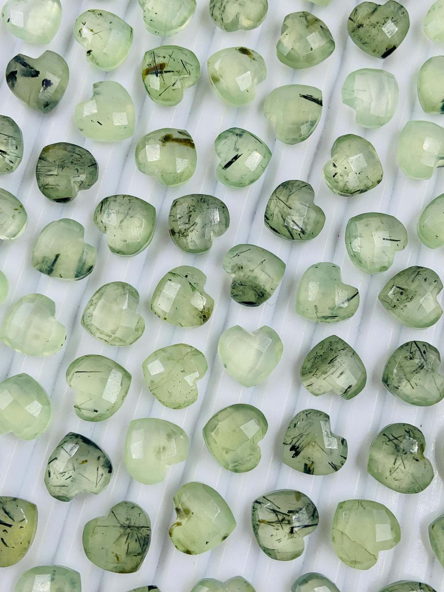 Natural Prehnite Faceted Carved Heart Shape Loose Gemstone Beads , Carved Heart Shape Gemstone Briolette , Wholesale Gemstone Beads  BBI321