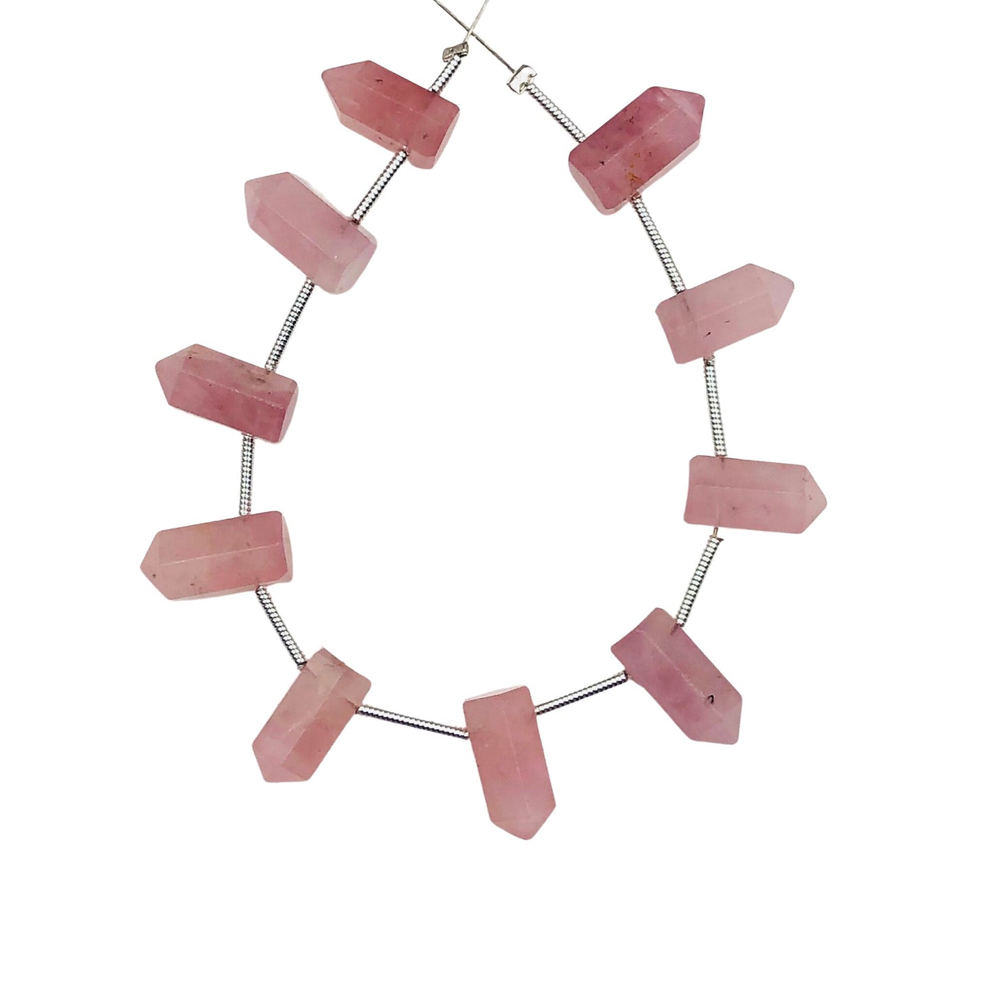 10 Pieces Natural Rose Quartz Faceted Pencil Shape Gemstone, Size 6x12mm, One Side Point Pencil Fancy Briolette, Handmade Gift Women Pendent