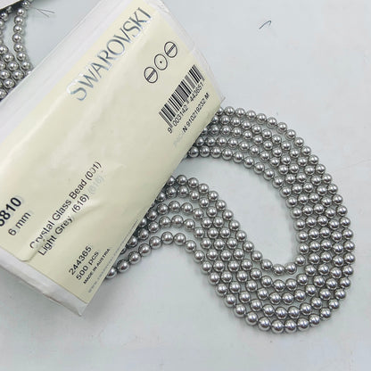 Swarovski Crystal Light Grey 001 616 Pearl Beads 5810 Round 6mm 8mm Genuine Austria