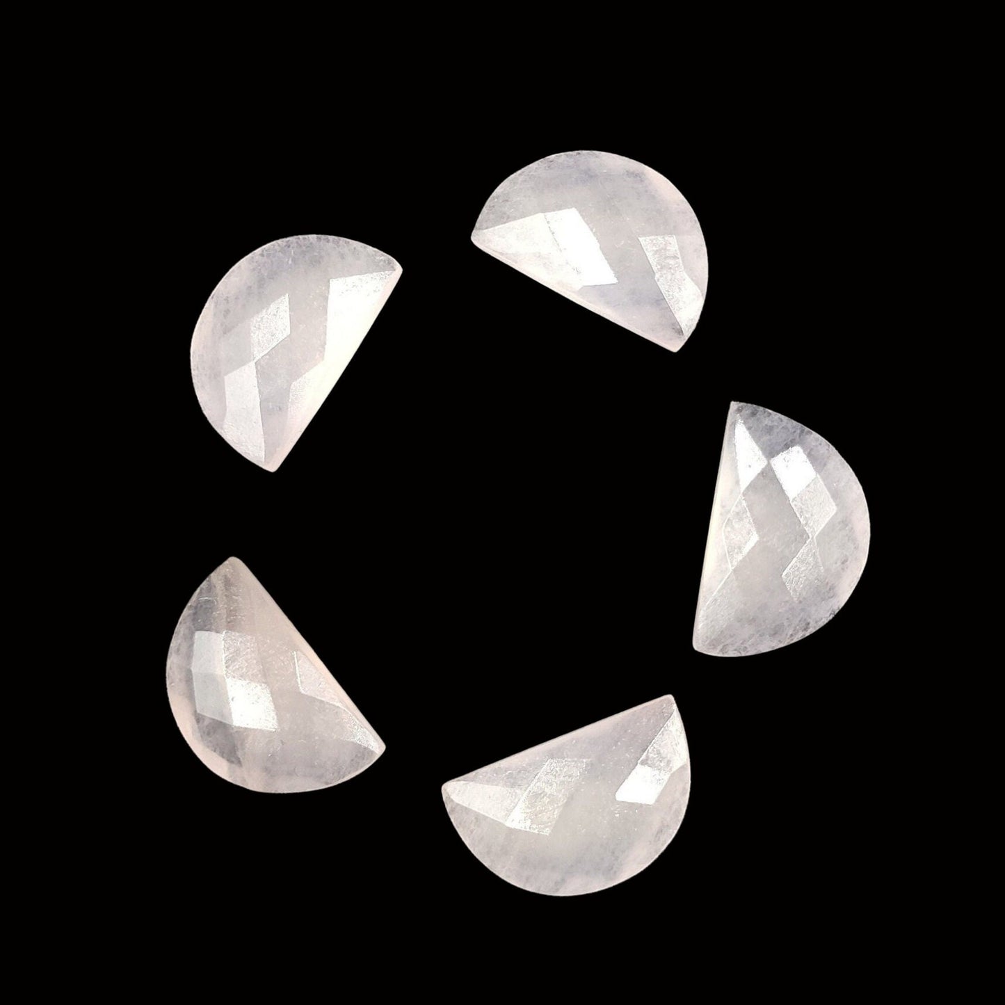 2 Pieces Pink Quartzite Faceted D' Shape Gemstone, Size 10mmx16mm, Hand Carved Briolette, Half Moon Shape Gemstone, Quartzite Beads, SKU-226