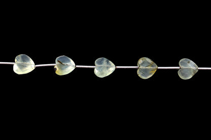AAA+ Green Prehnite Heart Beaded Necklace 10mm Faceted Energy Stone