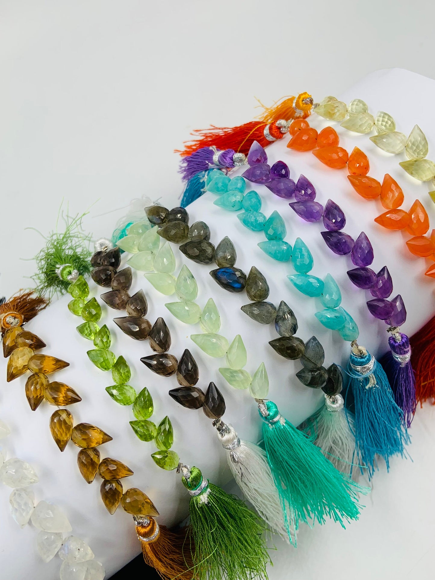4 Inches Natural Mix gemstone Buds Briolette Beads mix Gemstone Faceted Flower Buds Size 5X9 MM To 6X10 MM gemstone Drops jewelry Making
