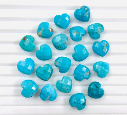 Natural Arizona Turquoise Hand Carved Heart Shape Loose Gemstone Beads , Carved Heart Shape Gemstone Briolettes ,Loose Beads , 10mm BBI315