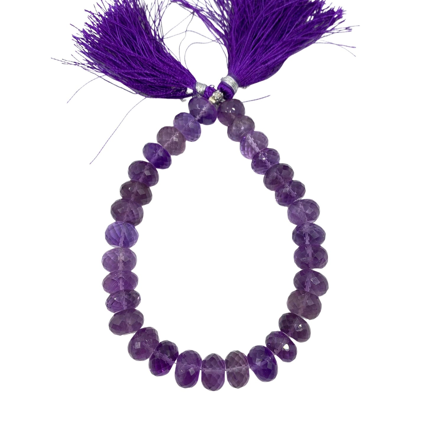 Natural Amethyst Rondelle Beads Faceted Purple Gemstone 5 Inch Strand