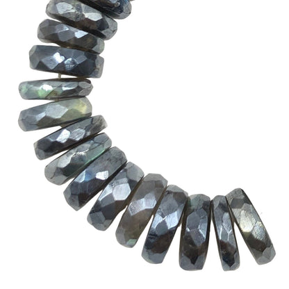 AAA Quality Grey Moonstone Coated Faceted Tire Shape Wheel Beads , Grey moonstone Faceted Heishi Beads,Moonstone Coating, SKU-BBI516