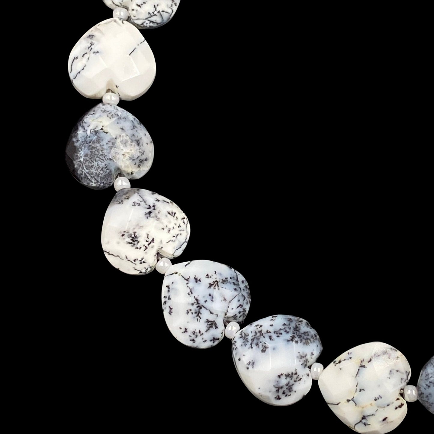 20 PCS Natural Dendrite Opal Heart Briolette Beads