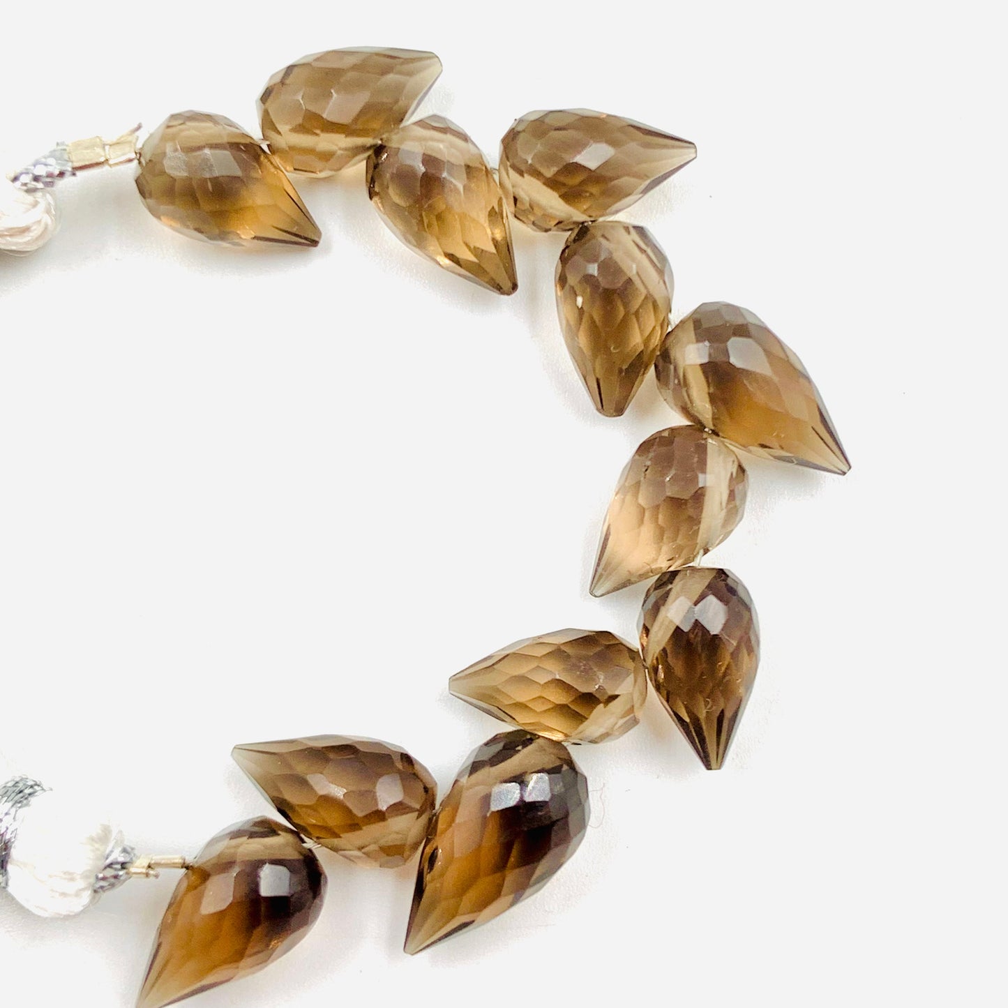 4 Inches Natural Smoky Quartz Buds Briolette Beads Smoky Quartz Gemstone Faceted Flower Buds Size 5X9mm To 6X10mm Smoky Drops jewelry making